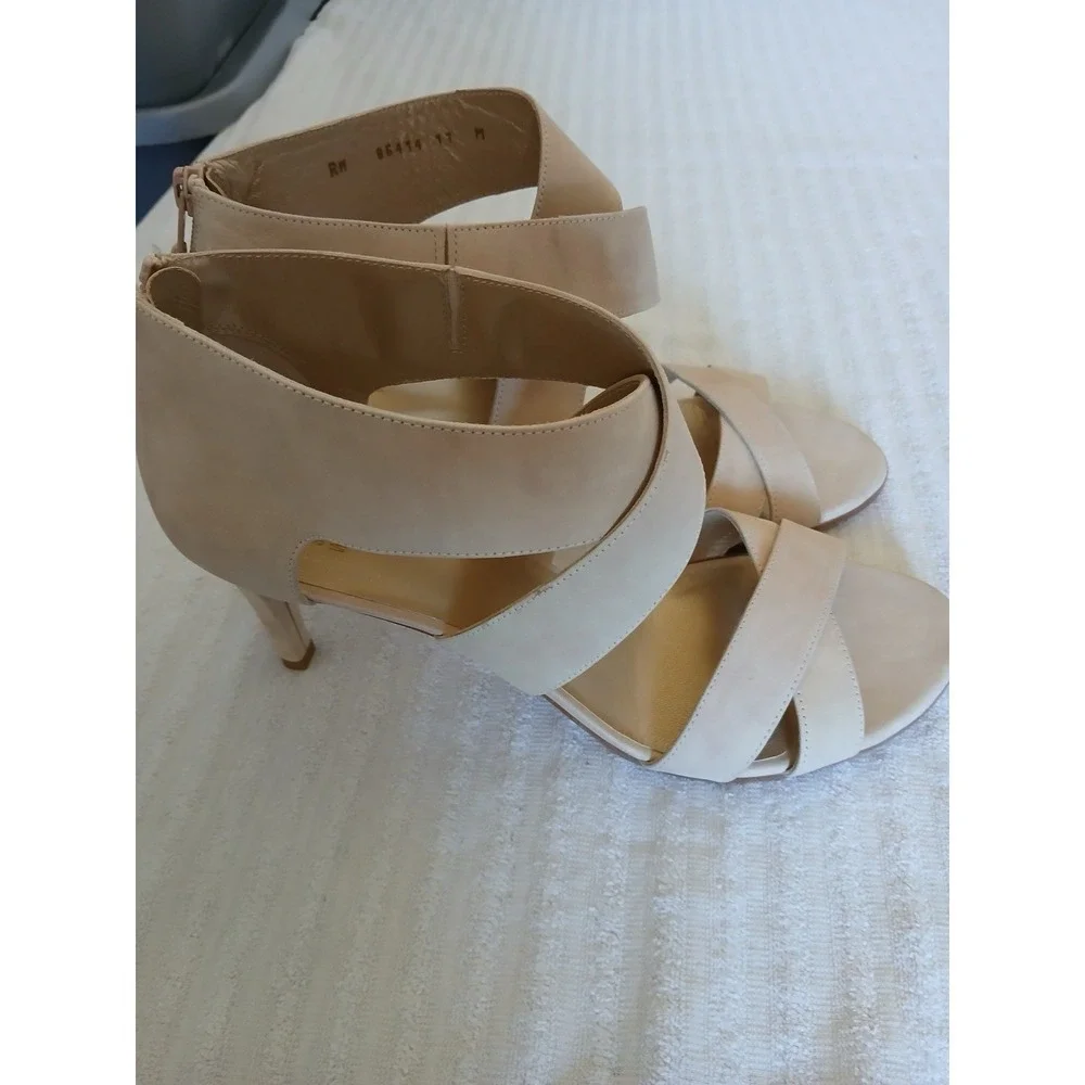 Stuart Weitzman Beige Strappy Open-Toe High Heel Sandals